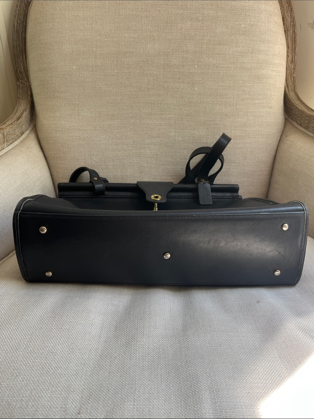 COACH Vintage Barclay Briefcase Shoulder Bag Black Leather 9096 - Picture 8 of 16
